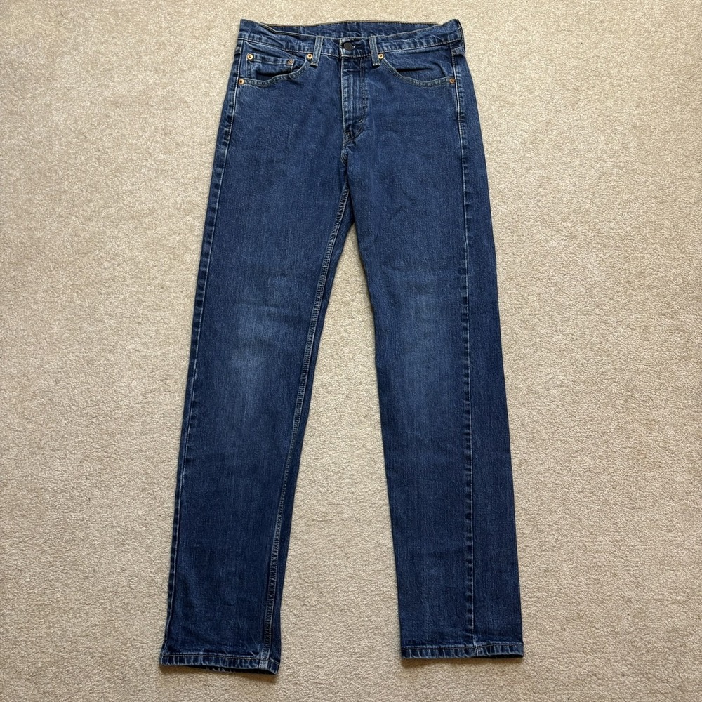 Levis 505 Jeans Mens 32x34 Dark Blue Wash Regular Fit Straight Leg Denim Pants